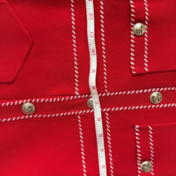 Maje Red Knit Contrast Stitching  Mini Dress, size 36/ XS - Picture 3 of 5